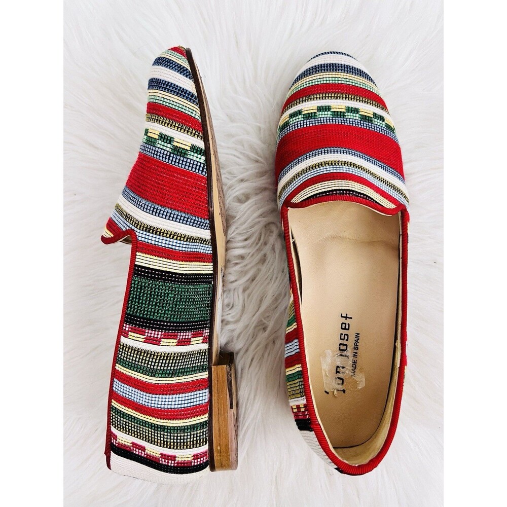 Jon Josef LIMA Kilim Loafers Colorful Striped Woven Smoking Slippers Spain Sz 7M